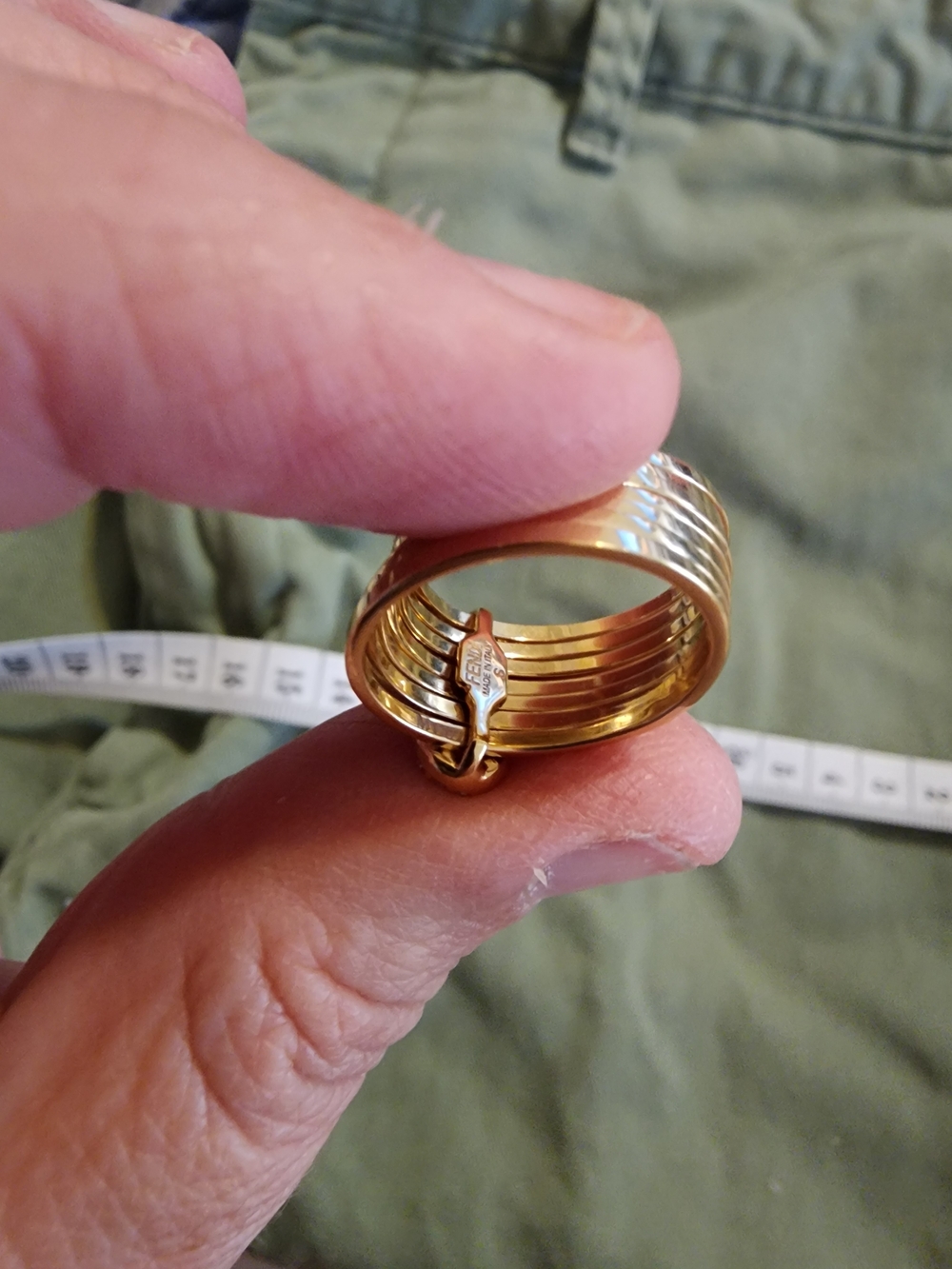 Authentic Fendi Crystal Multi Band Ring Gold Tone Size 6–6.5 Wide Statement - Picture 8 of 8